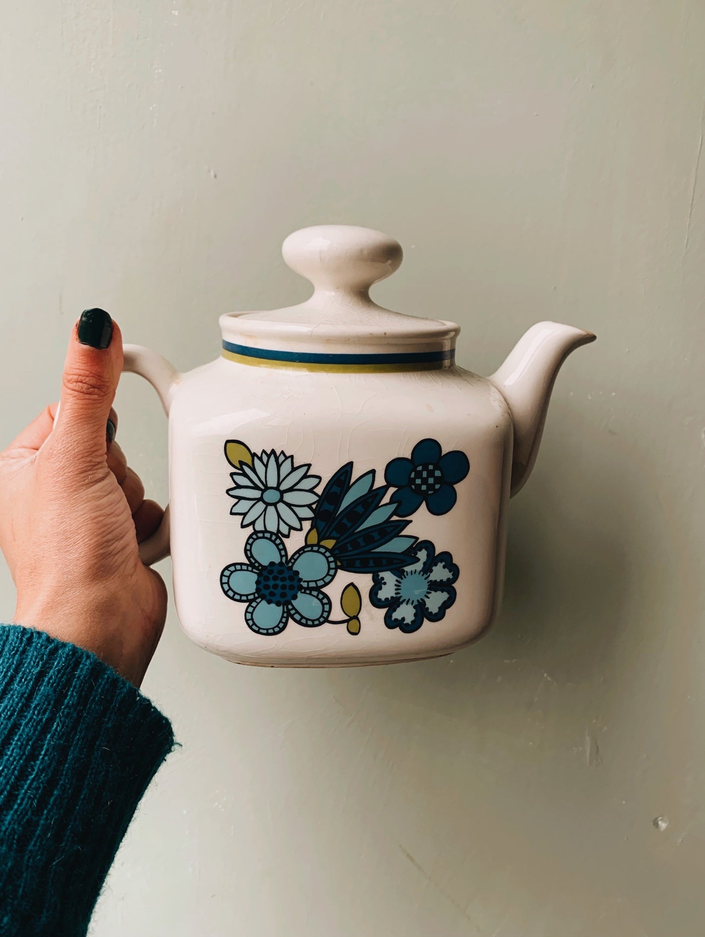 1970’s Taunton Blue Floral Ceramic Teapot