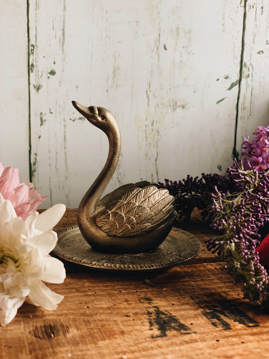 Vintage Swan Silver Ornament