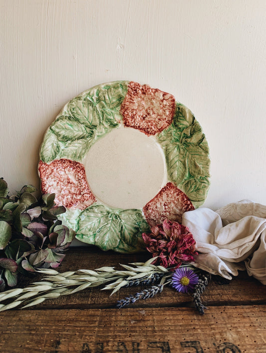 Vintage Green & Pink Floral Plate