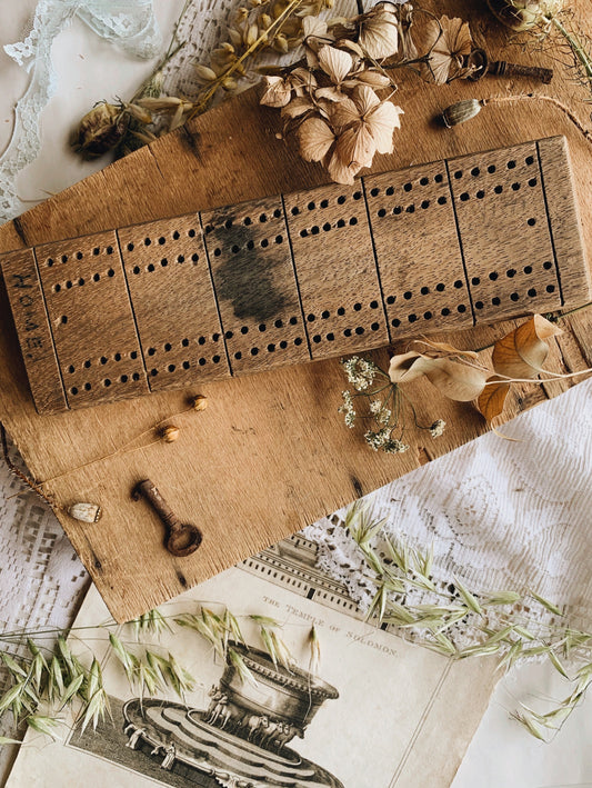 Antique Wooden Cribbage Board
