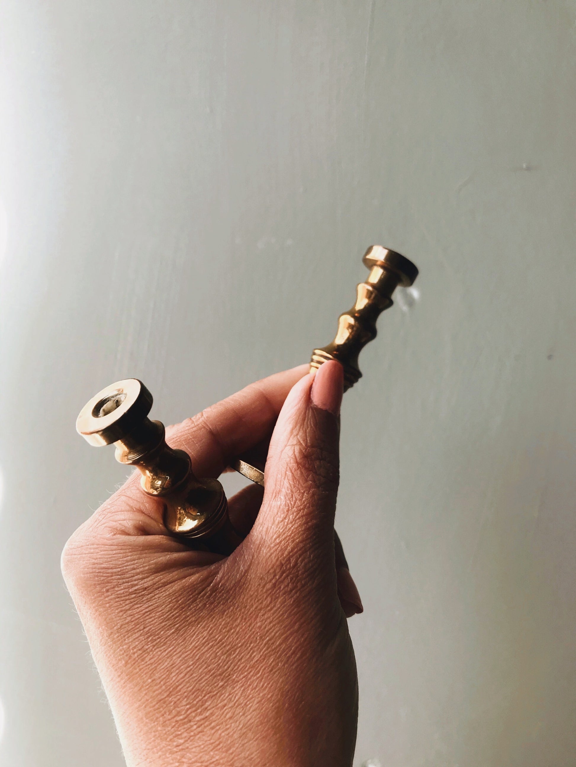 Vintage Brass Miniature Candle Sticks - Stone & Sage 