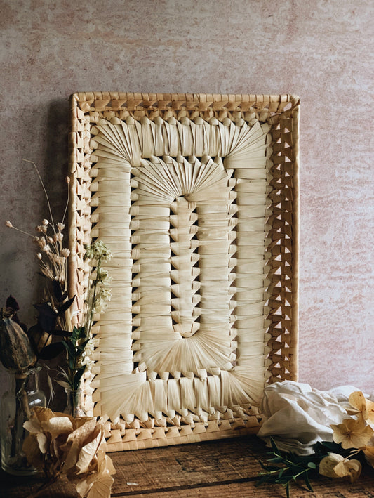Rustic Hand~woven Wooden Basket Tray