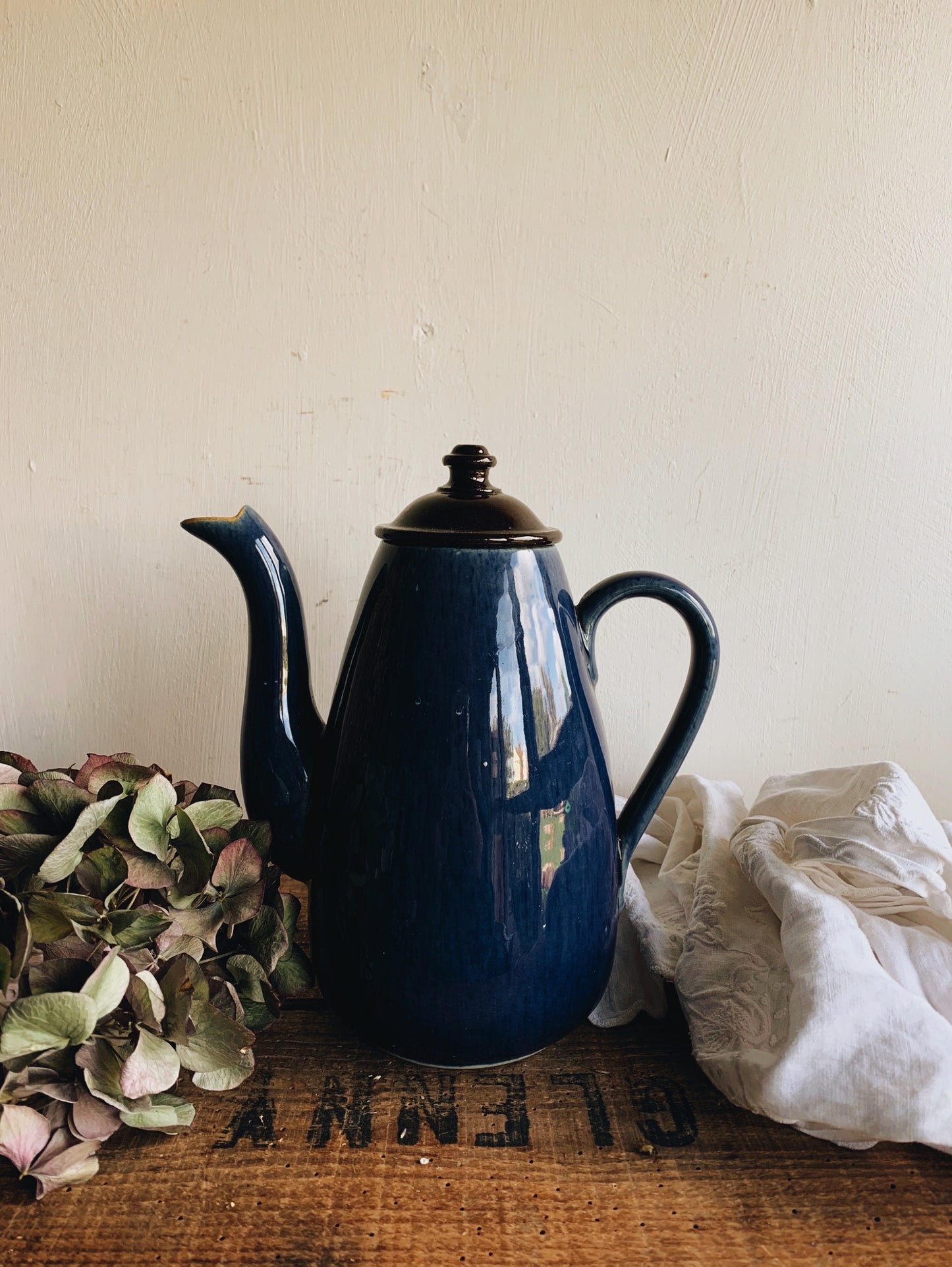 Vintage Rustic Denby Bourne Blue Coffee Pot