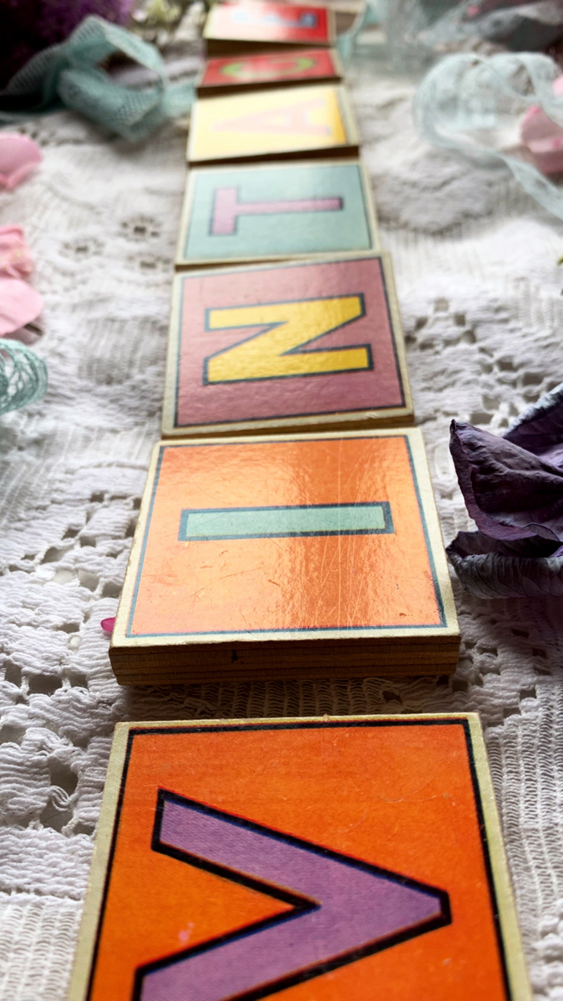 Kitsch 1960’s Wooden letter Blocks with Illustrative Animals ~ Sold Separately