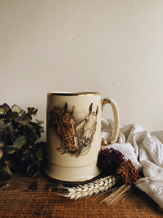 Antique Arthur Wood Horse Ceramic Tankard