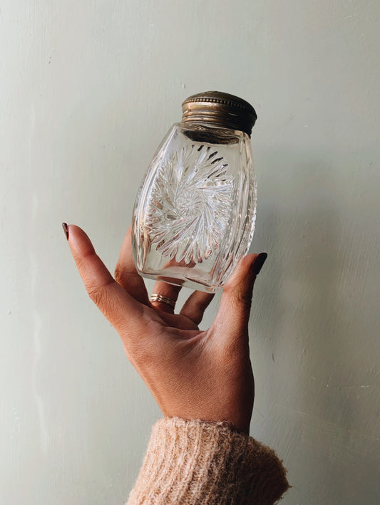 Antique Glass Shaker with Silver Top
