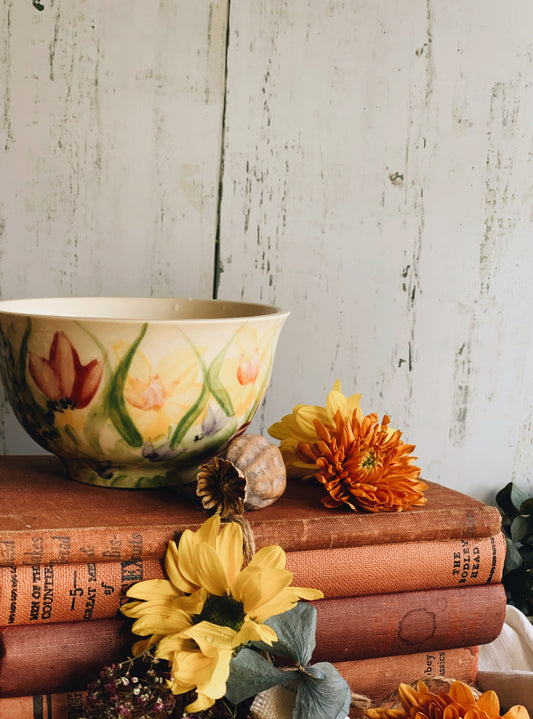 Vintage Hand~painted Floral Bowl
