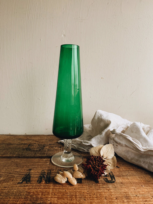 Vintage Art Deco Green Glass Vase