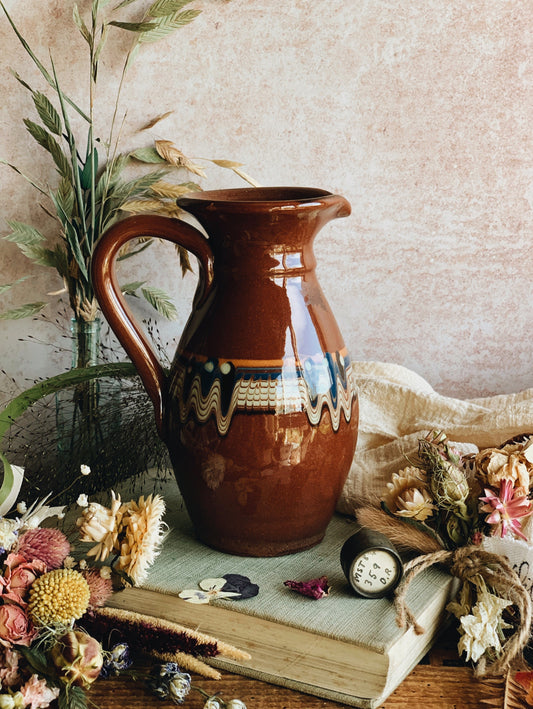 Rustic Terracotta Marble Glaze Jug