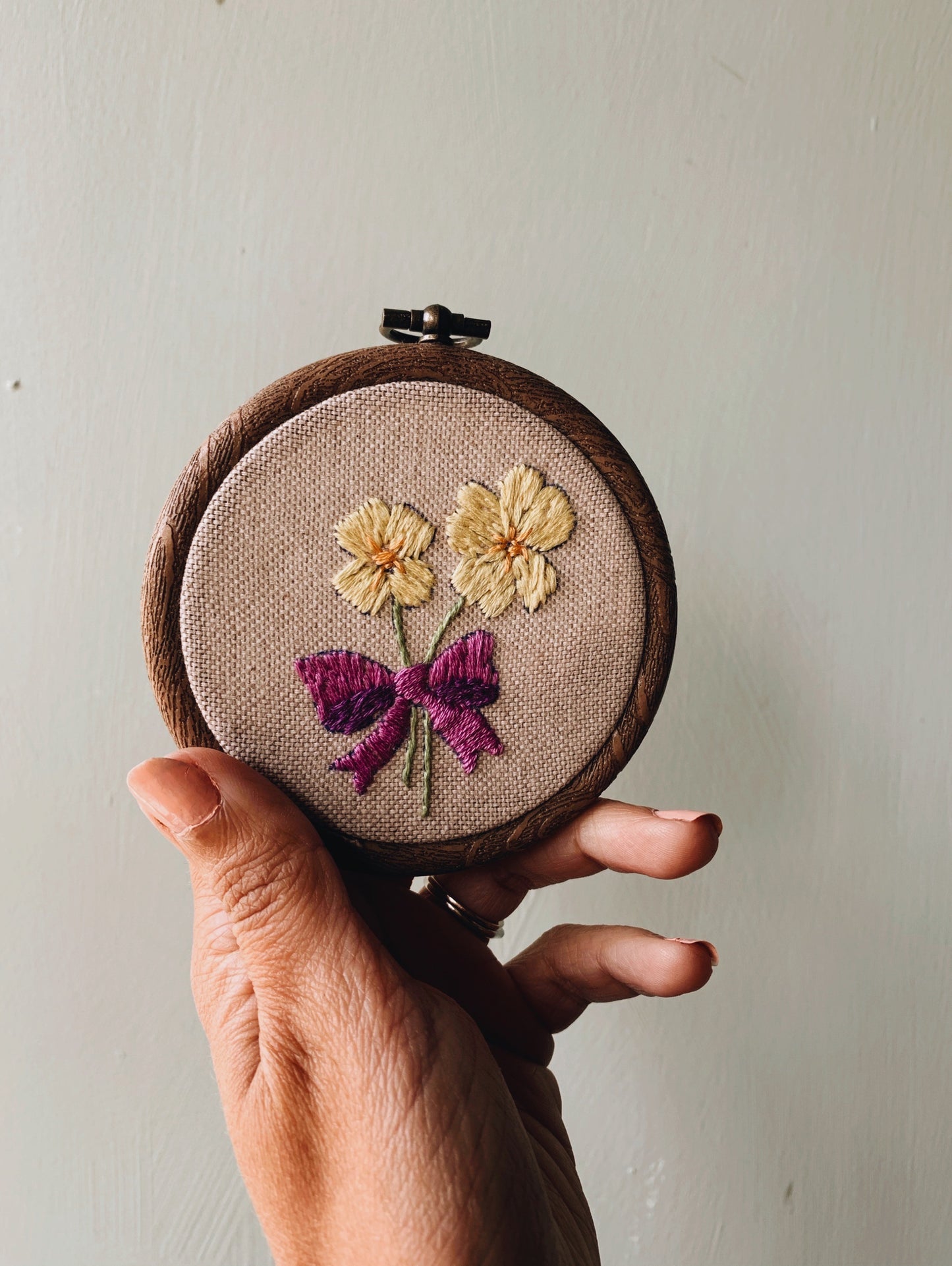 Vintage Floral Embroidery Hoop / Hanging