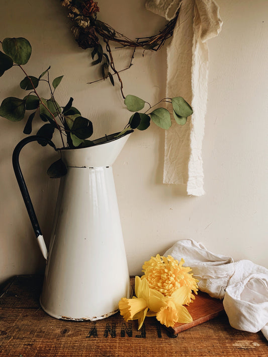 Large French Enamel Jug