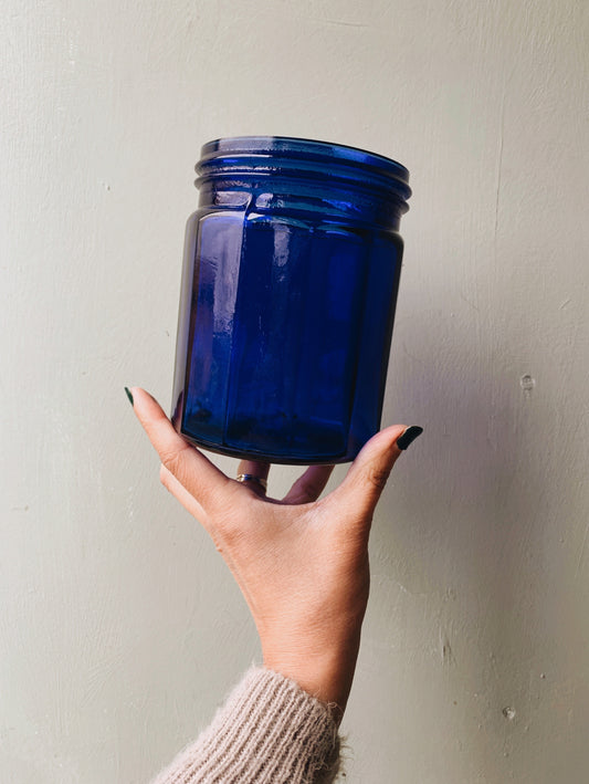 Large Vintage Cobalt Blue Glass Jar