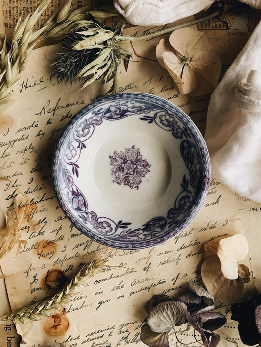 Vintage Blue & White Decorative Enamel Dish