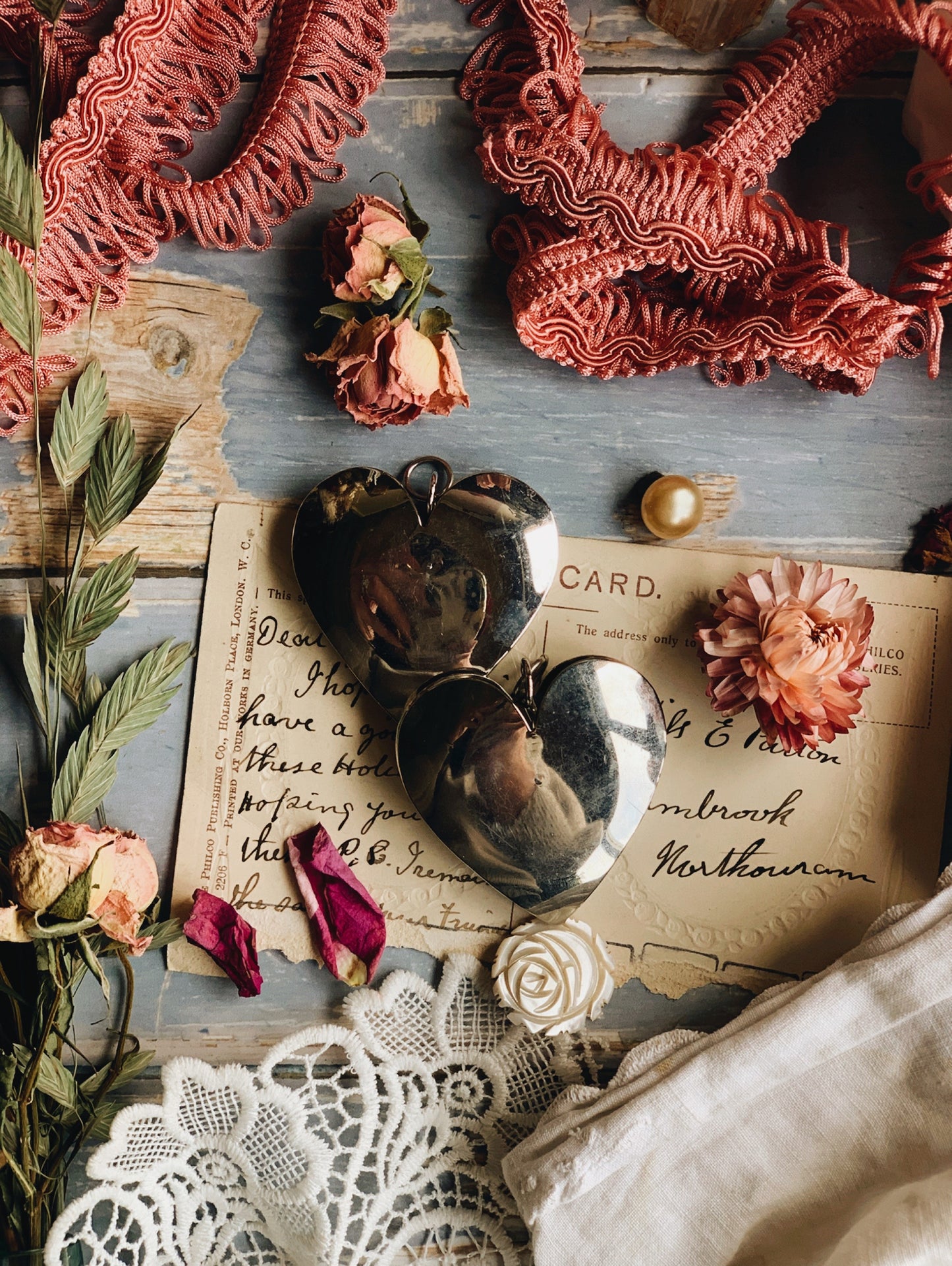 Two Silver Bell Hanging Hearts