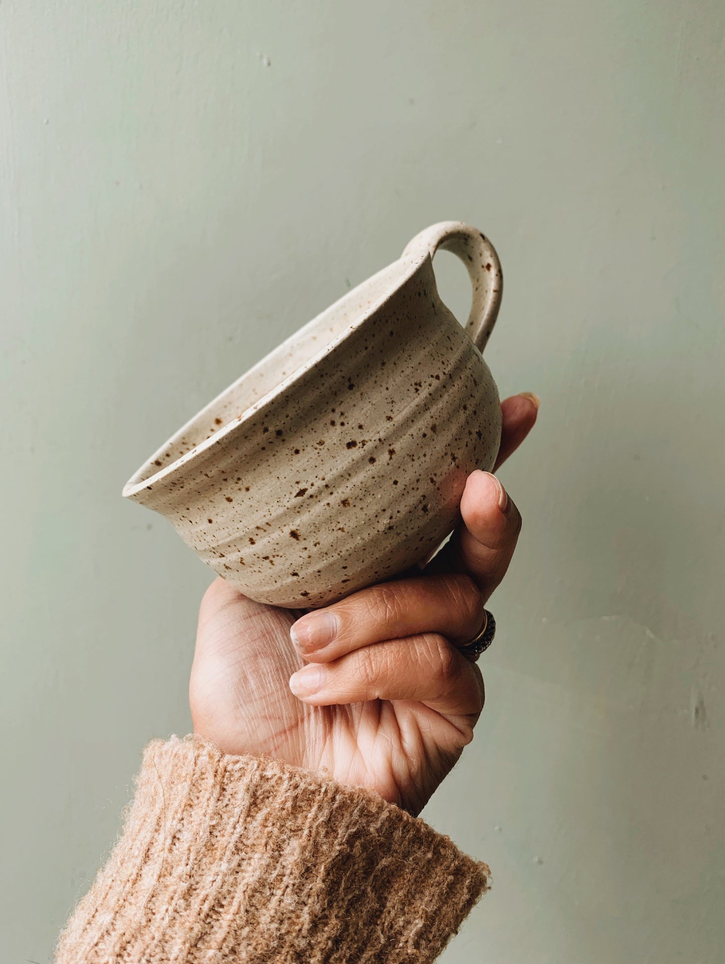 Rustic Hand~thrown Speckle Cup & Saucer (two sets available)