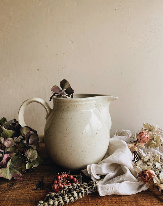 Large Vintage Cream Speckle Jug