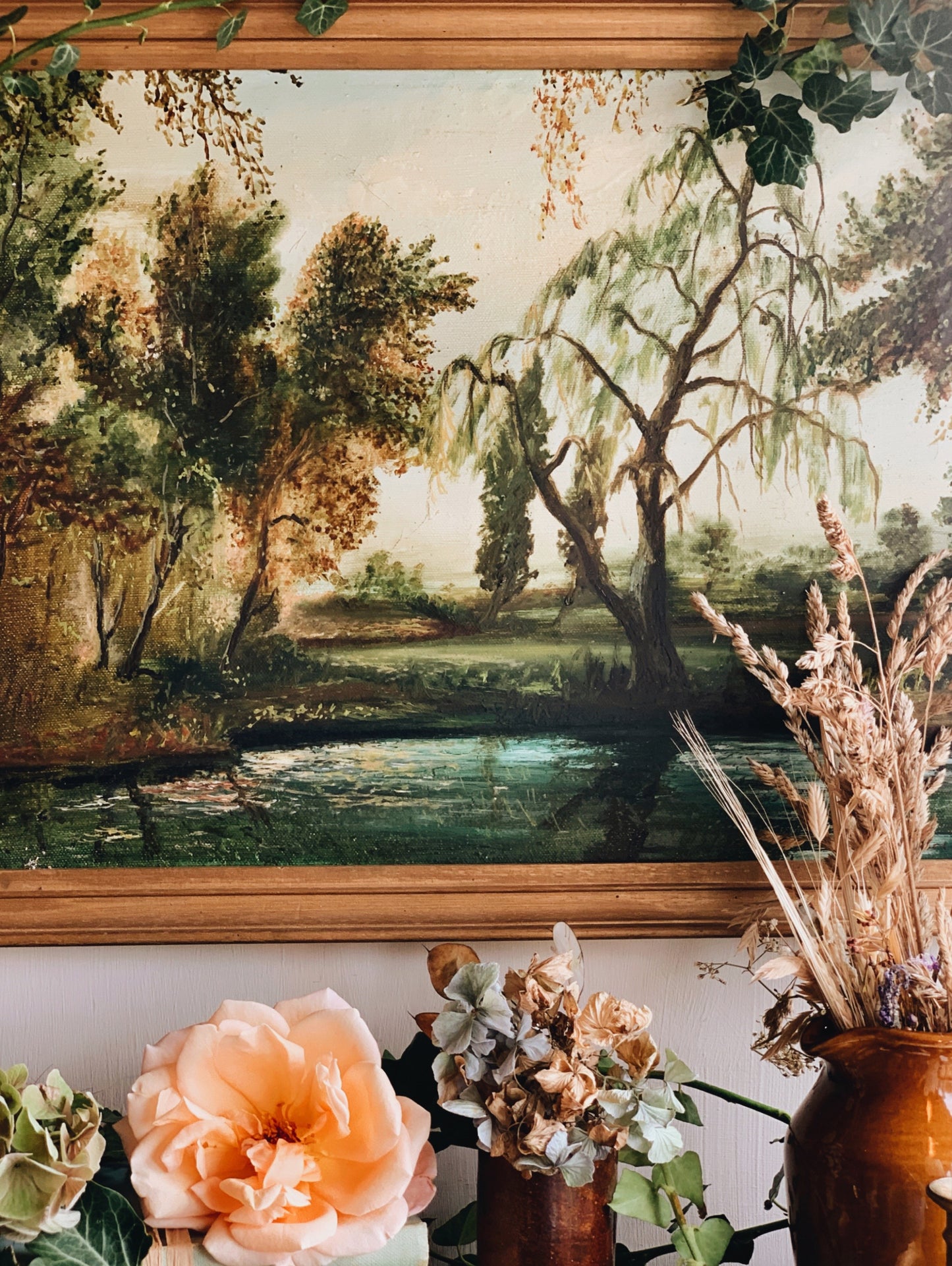 Vintage Landscape Canvas Framed ~ signed (UK shipping only)