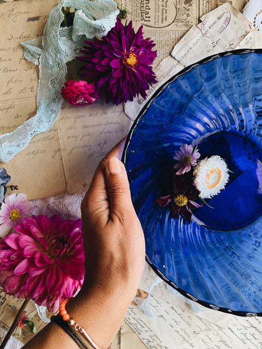 Vintage Decorative Cobalt Blue Glass Bowl