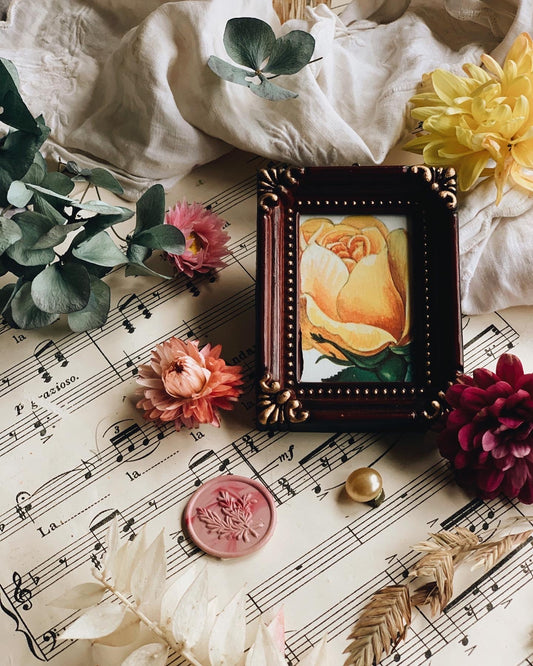 Antique Wooden Frame with 1960’s Rose Bookplate