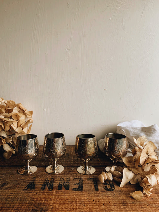 Four Vintage EPNS Decorative Small Goblets