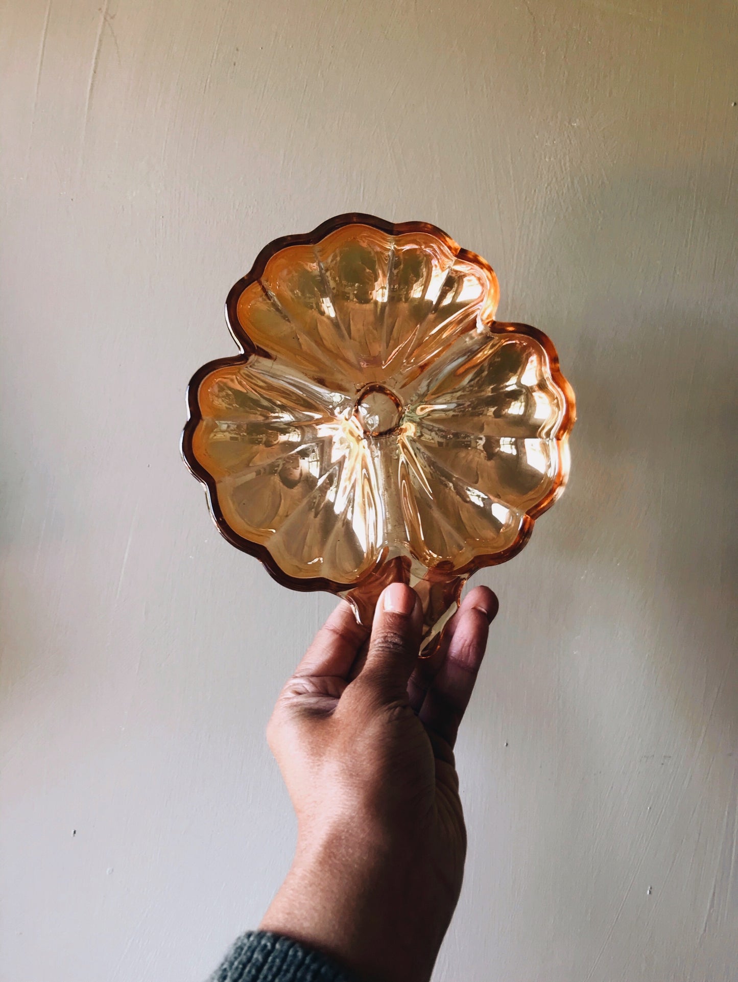 Vintage Orange Glass Shell Dish