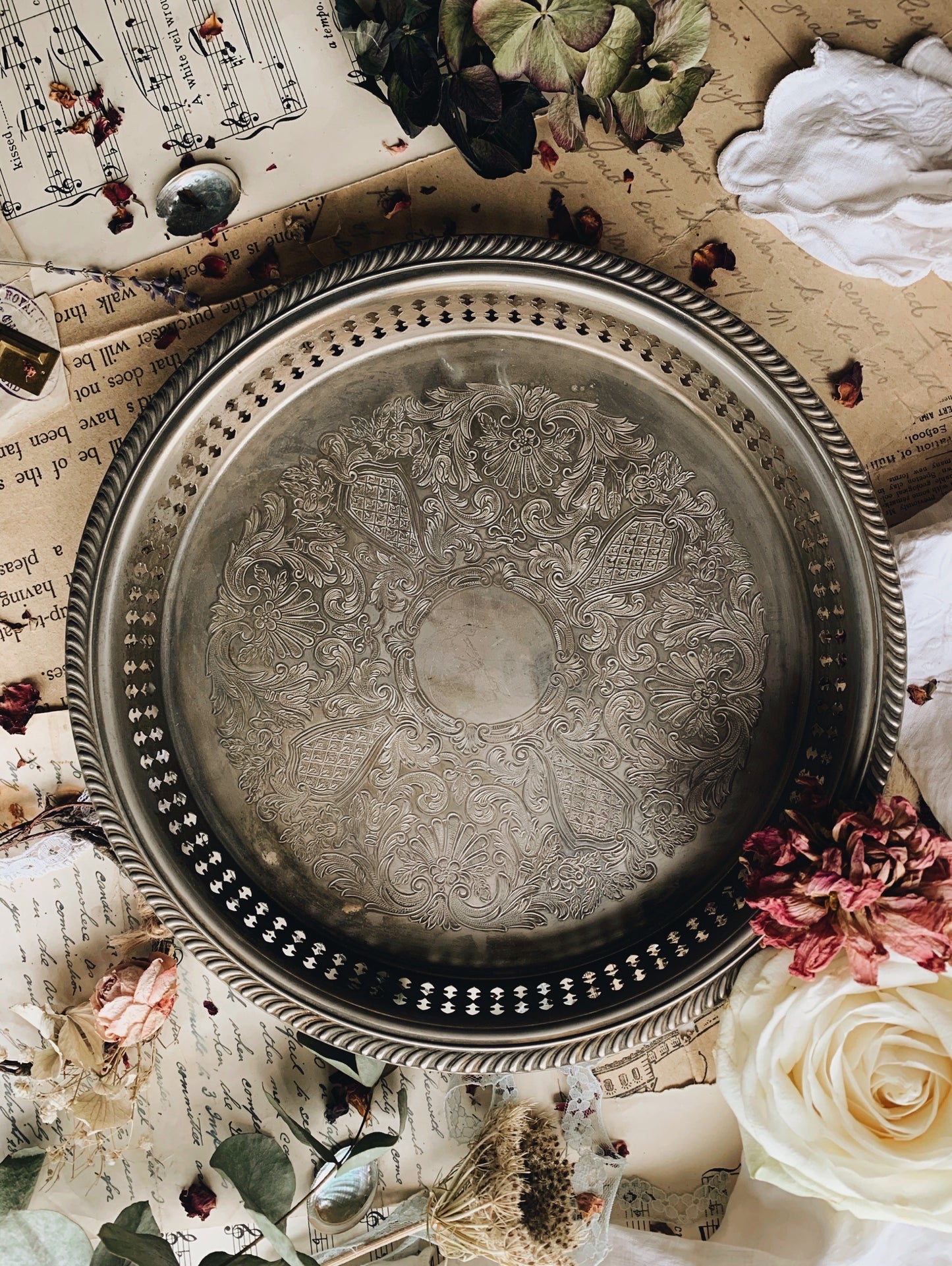 Vintage Silver (plated) Decorative Tray