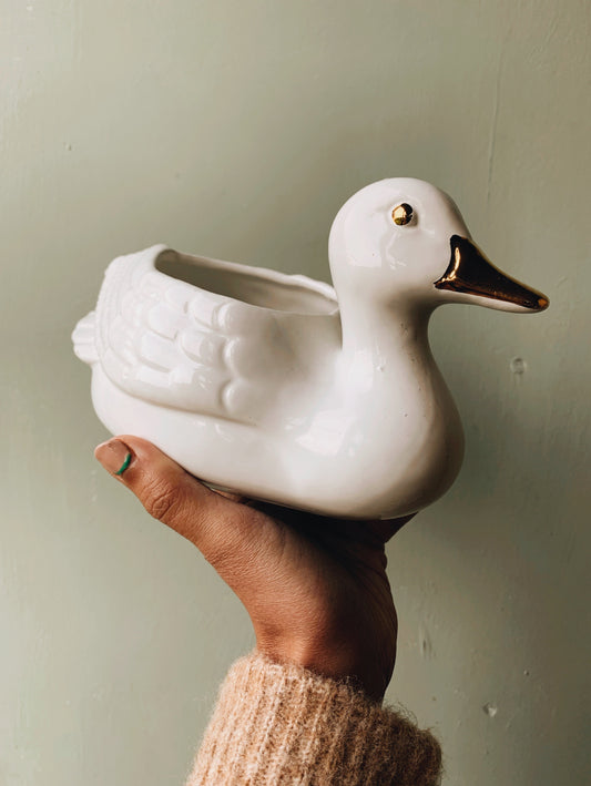 Vintage Swan Planter with Gilt Detailing
