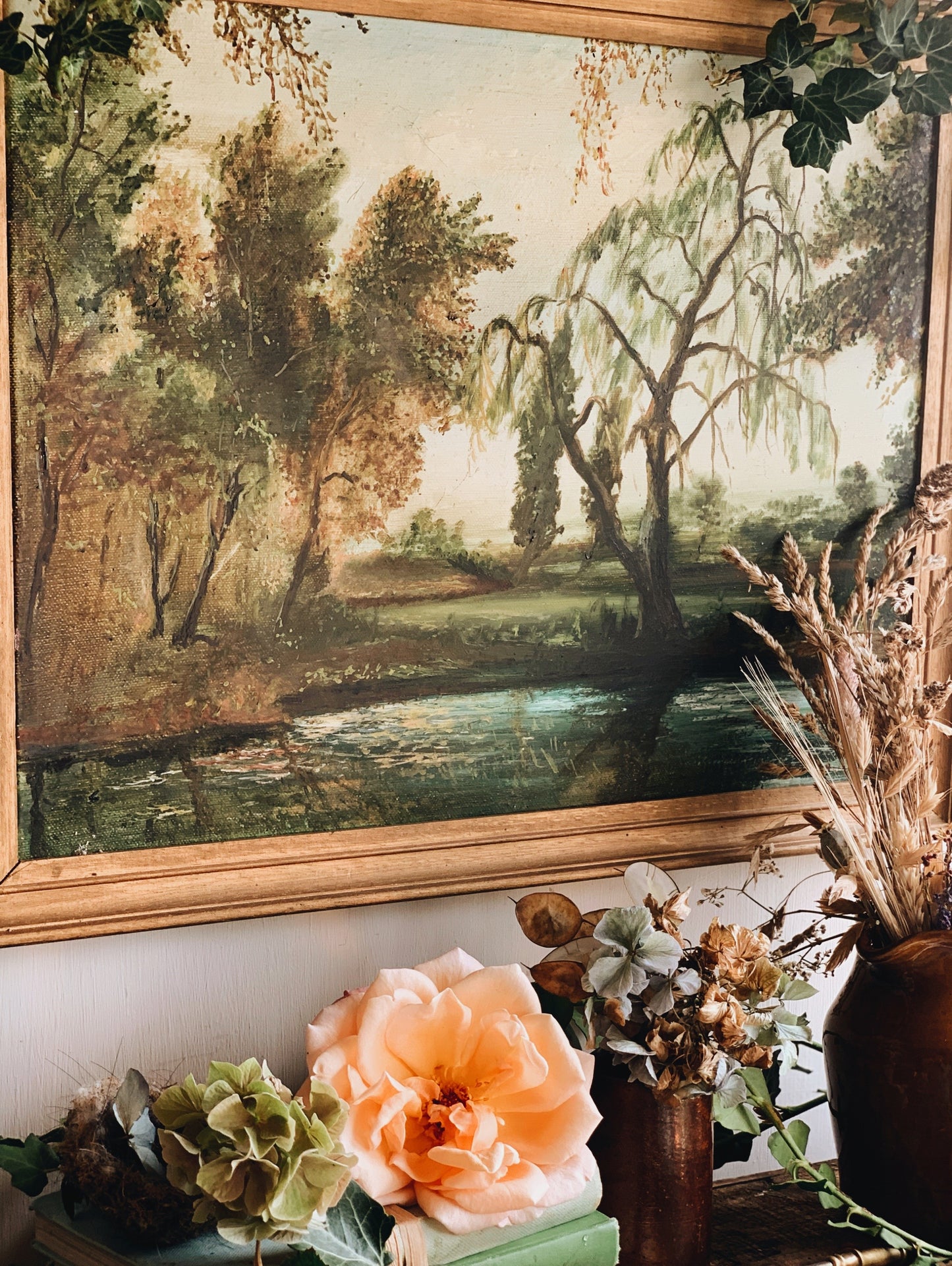 Vintage Landscape Canvas Framed ~ signed (UK shipping only)