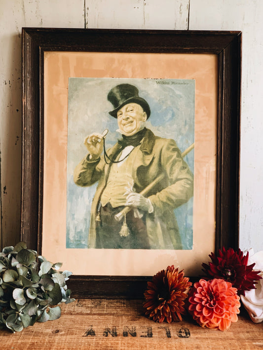 Antique Gentleman~ Wilkins Micawber Painting Print Framed (UK SHIPPING)