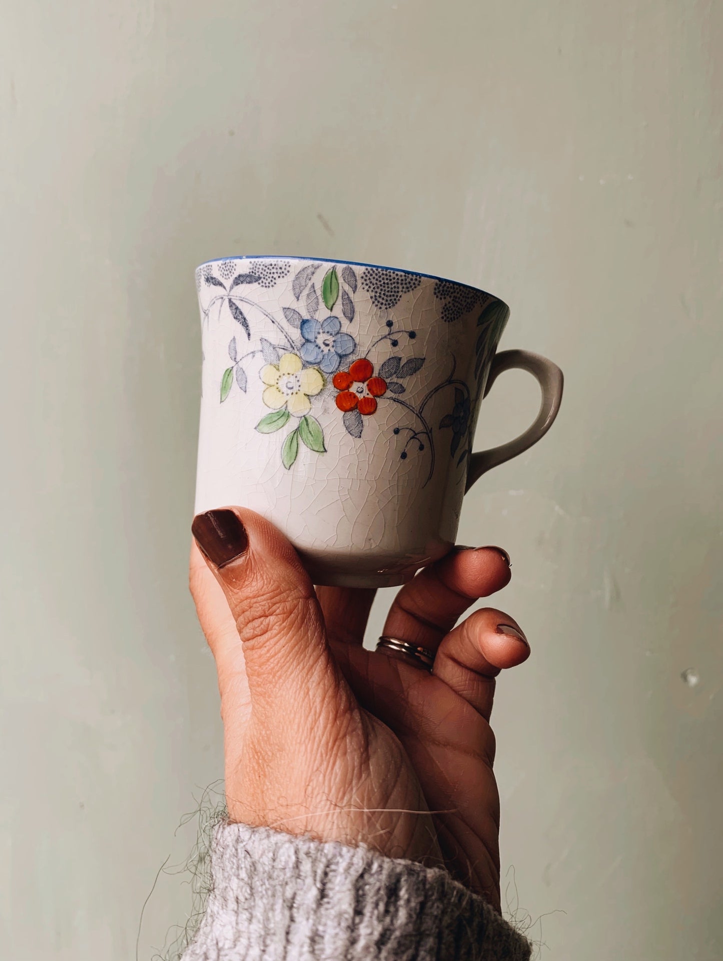 Two Vintage floral Cups & One Saucer Set