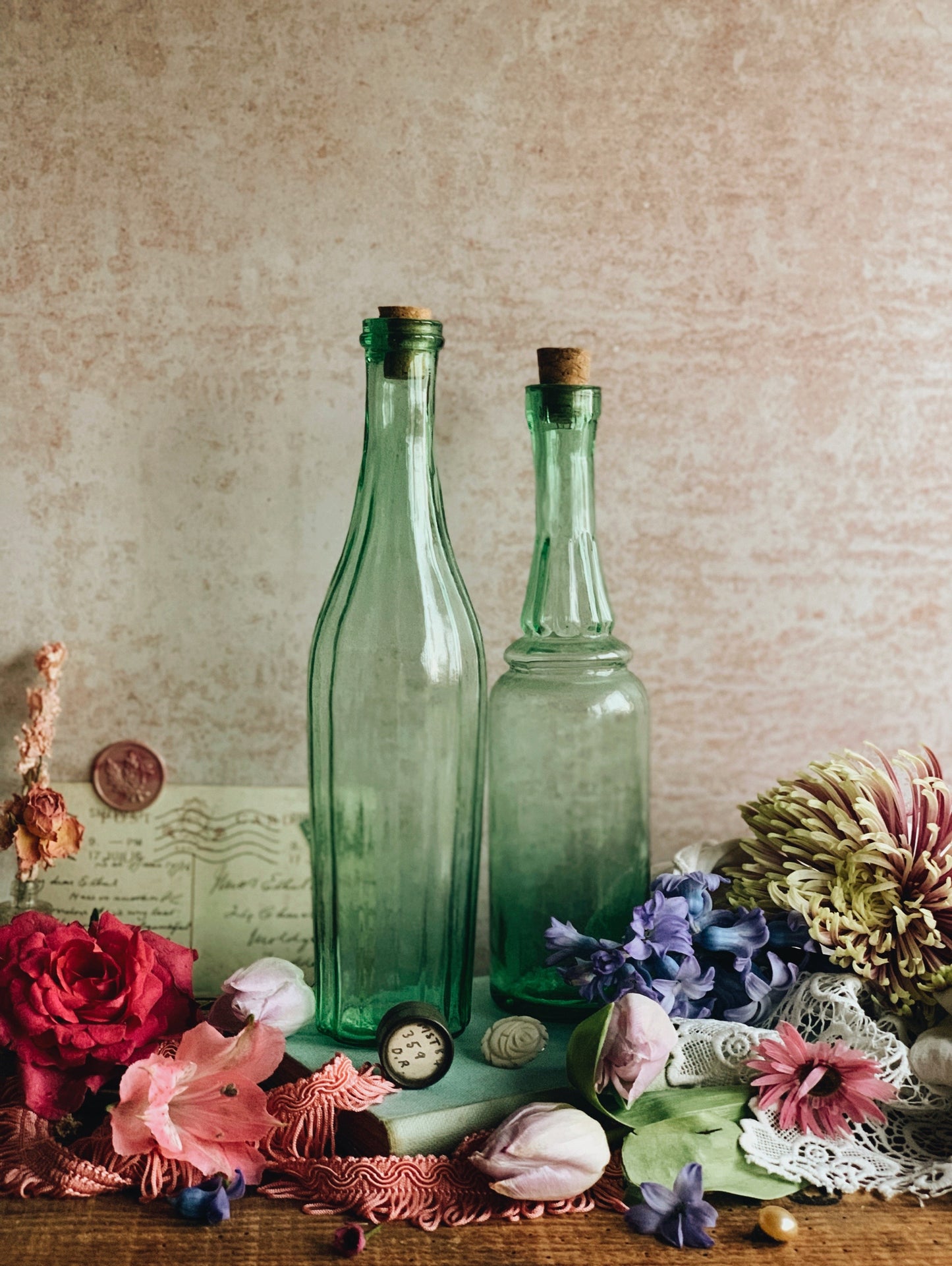 Two Vintage Green Bottles
