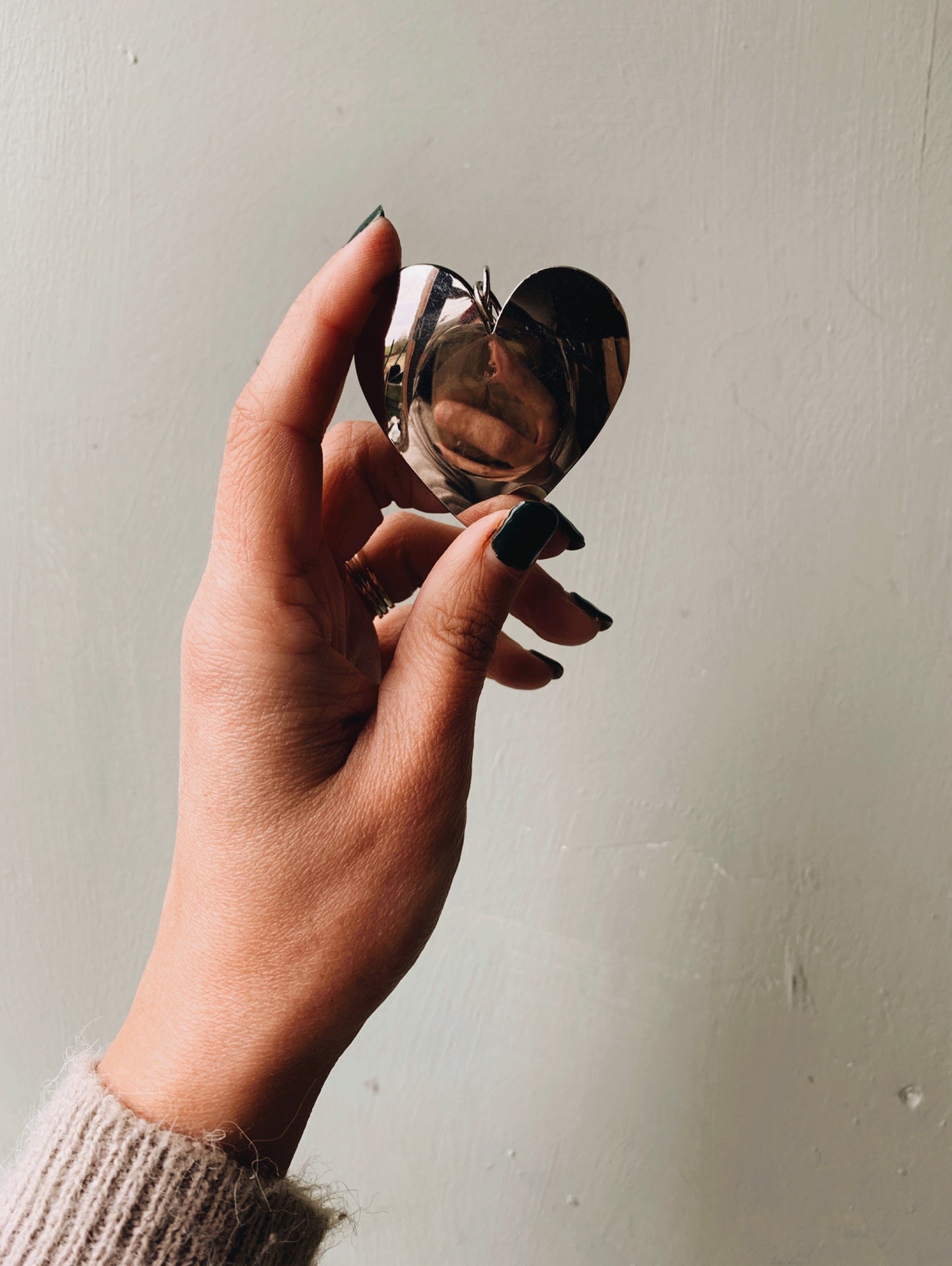 Two Silver Bell Hanging Hearts