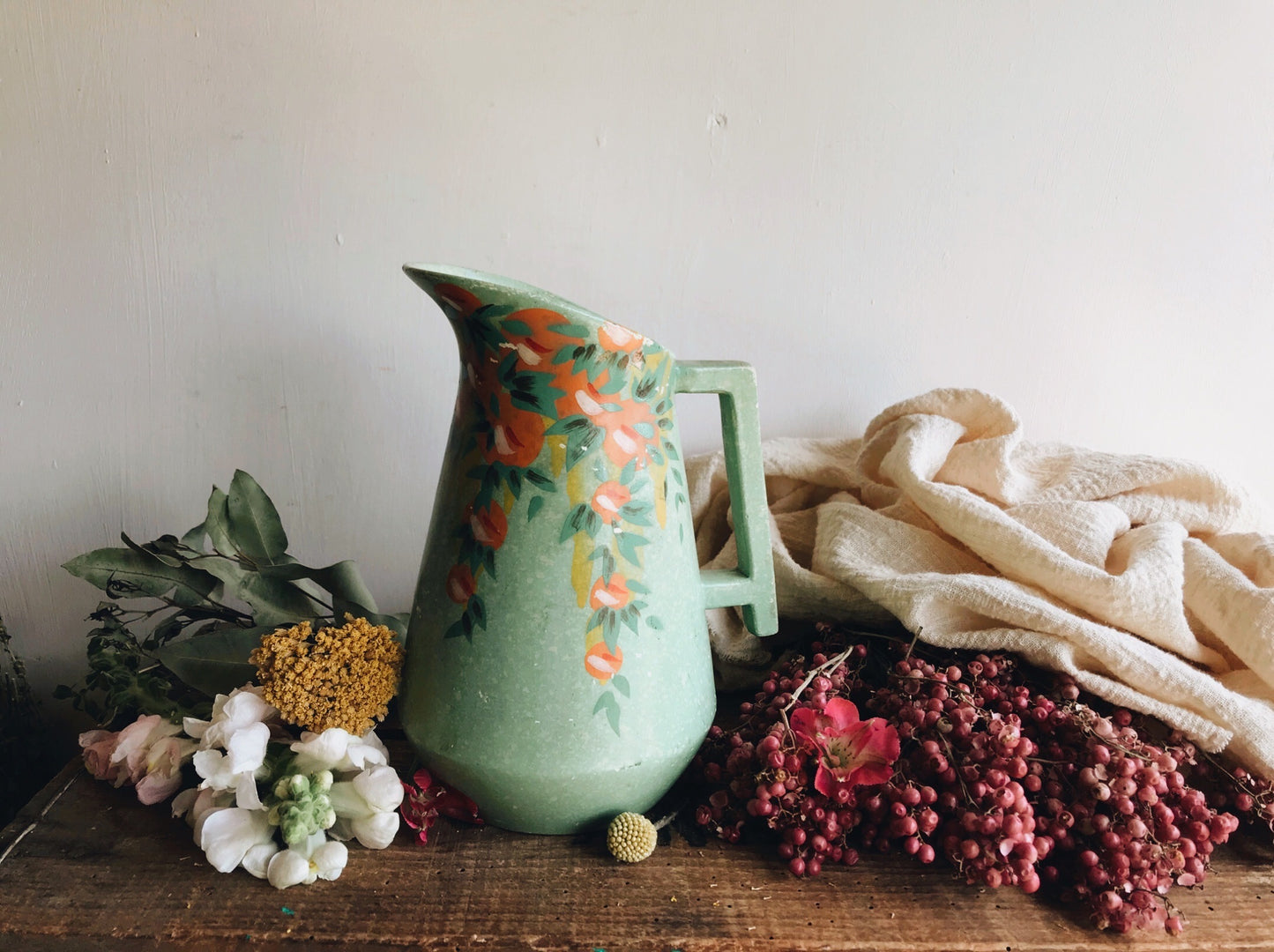 Vintage Green Camden Floral Jug