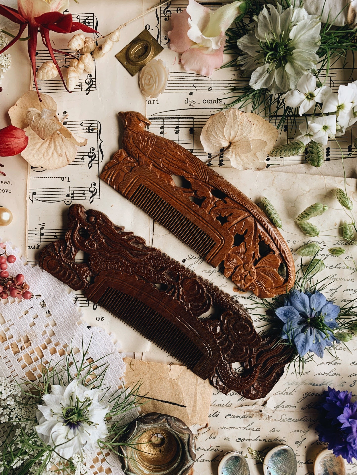 Vintage Wooden Hair Combs (sold separately)