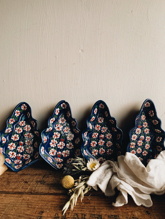 Rustic Blue Decorative Folksy Hand~painted Dish