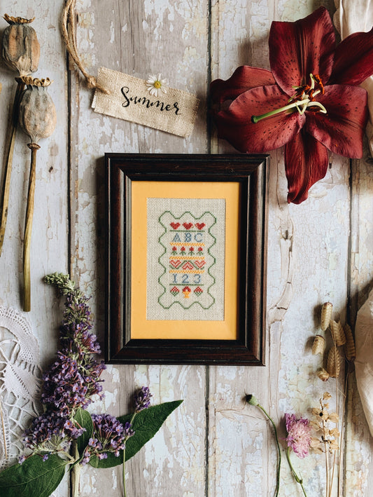 Vintage ABC / 123 Hand Embroidery Framed