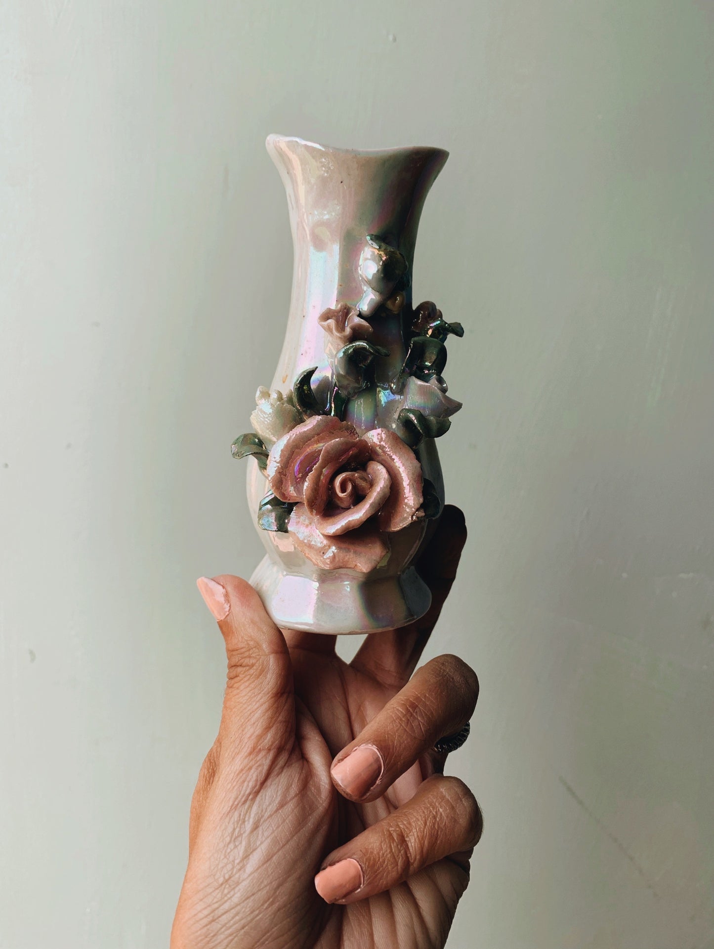 Vintage Opaque Rose Vase