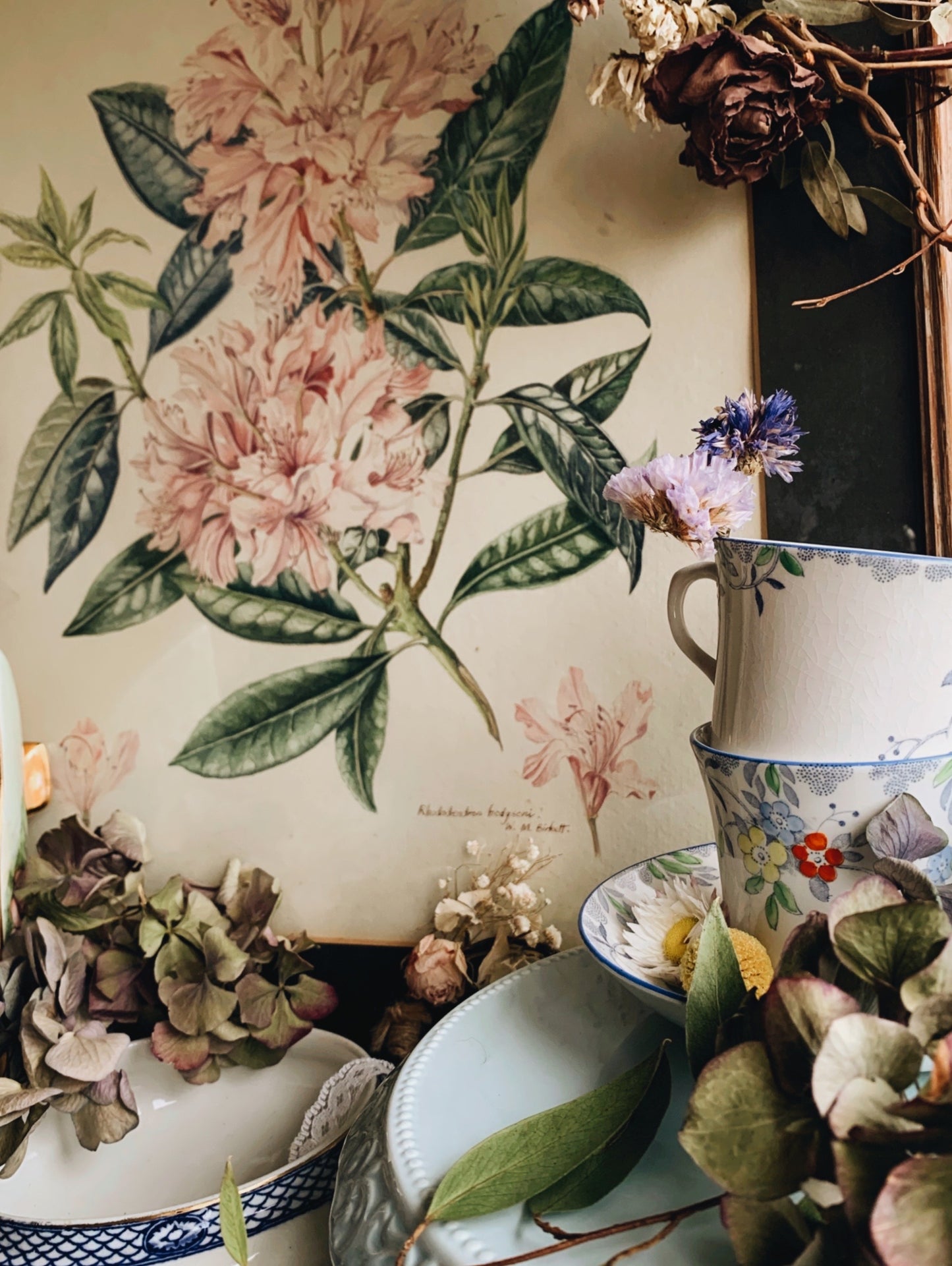 Two Vintage floral Cups & One Saucer Set