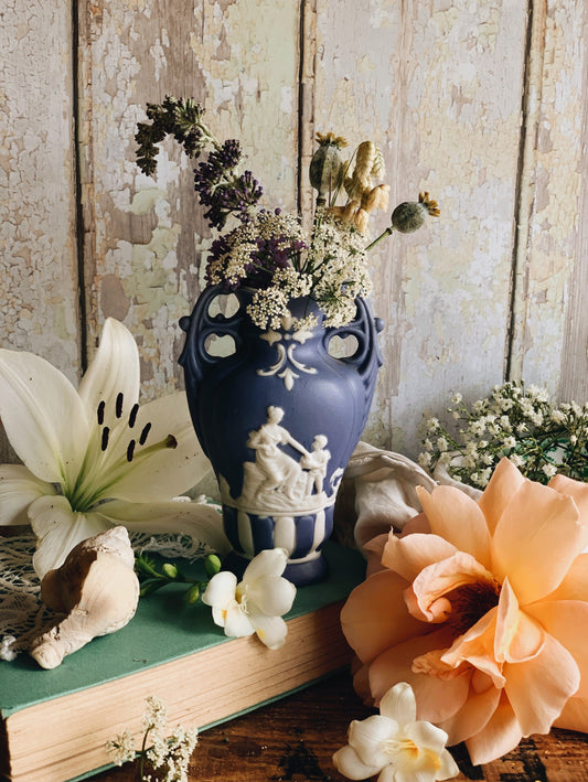 Antique Jasperware Cornflower Blue Wedgwood Urn