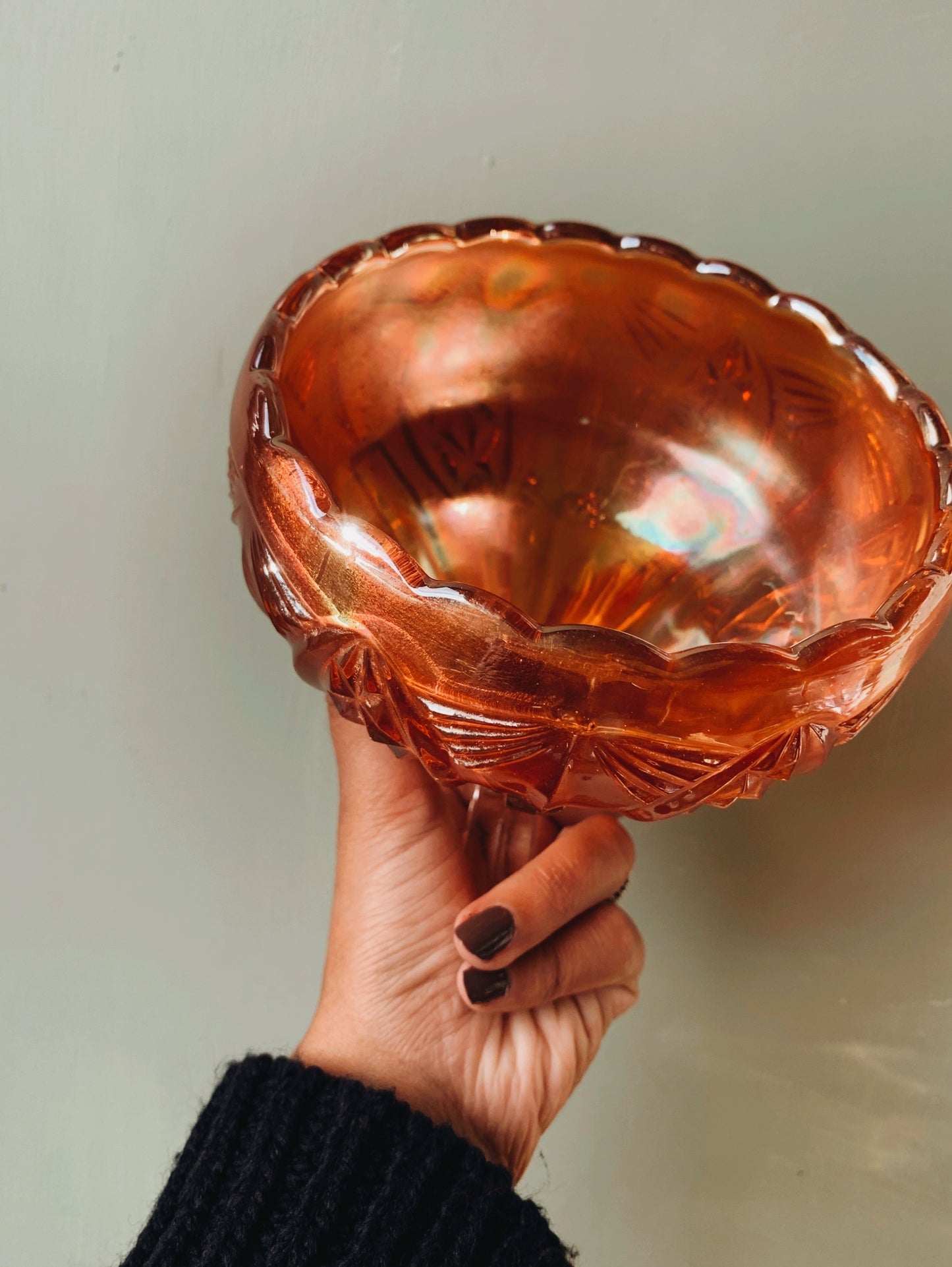 Vintage Decorative Orange Iridescent Bowl