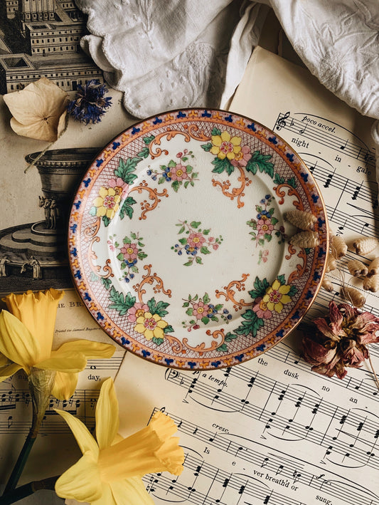 Antique Floral Hand Engraved Saucer Plate