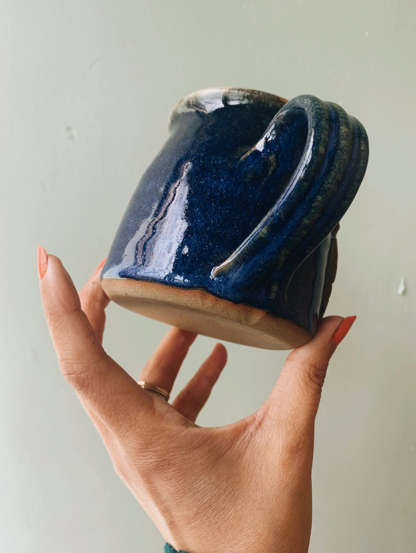 Rustic Hand~thrown Blue Glazed Mug