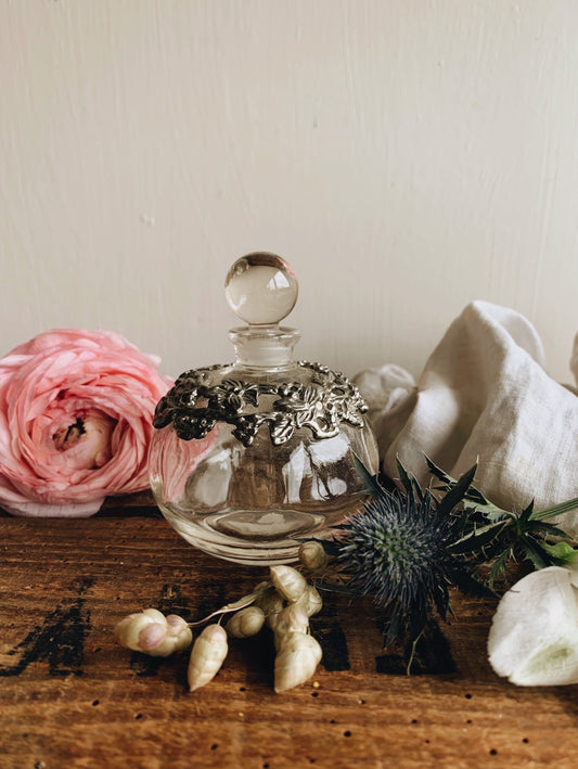 Antique Perfume Bottle with Silver Decoration