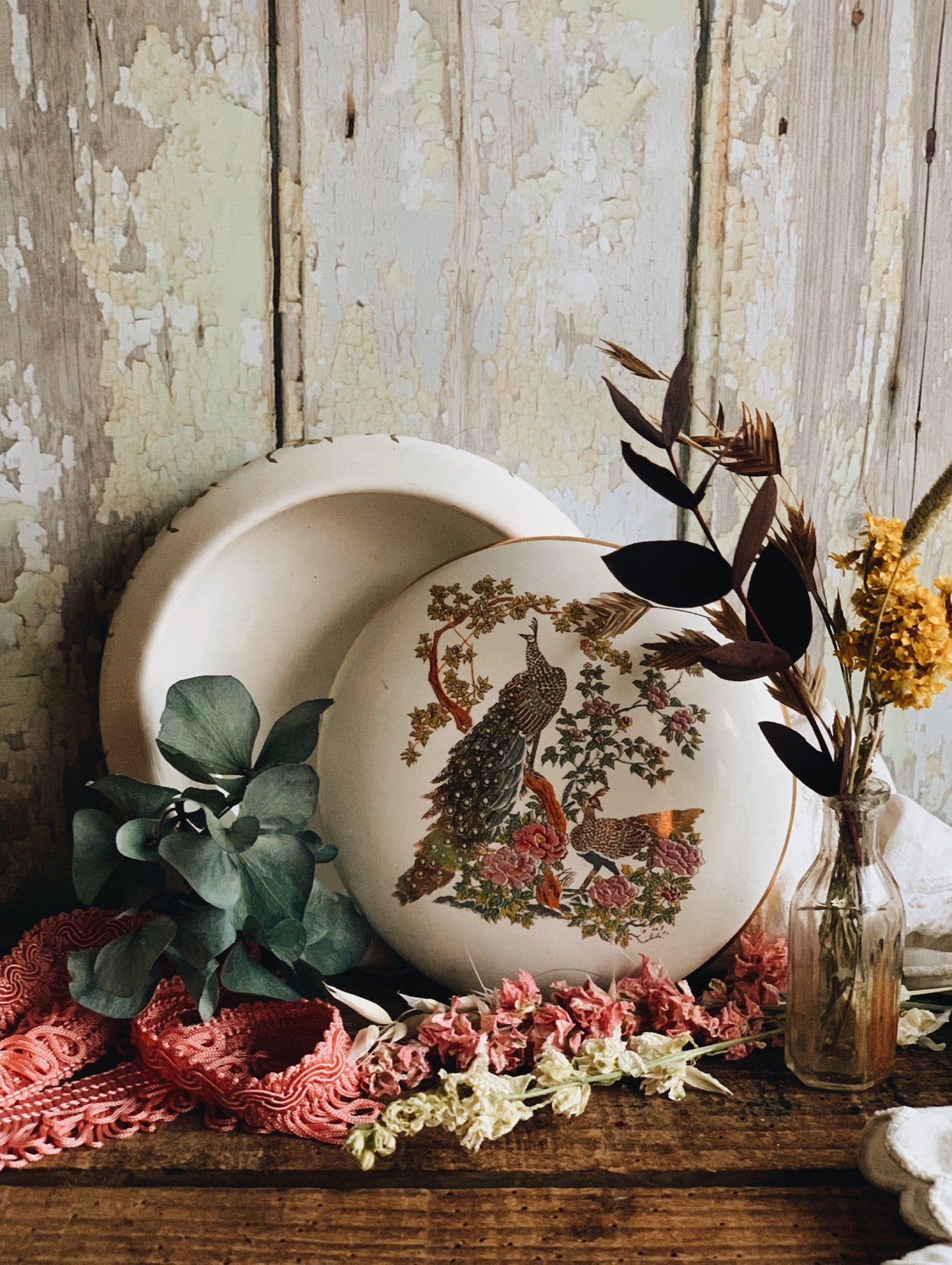 Vintage Greek Peacock Gilt Pot