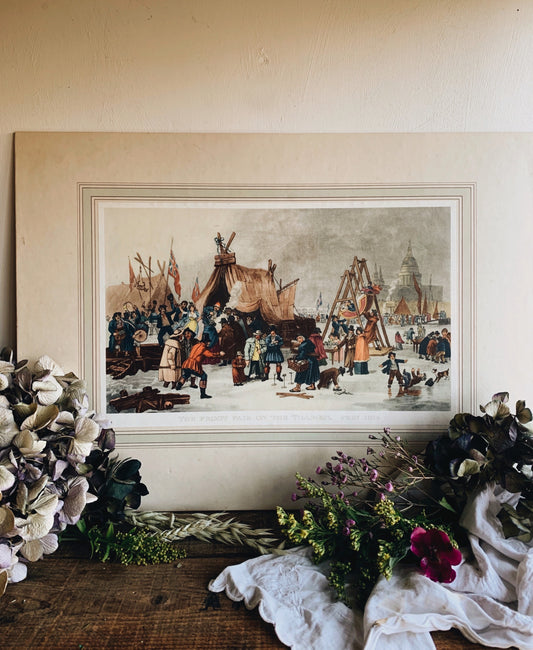 Extra Large Vintage Print ~ The Frost Fair On The River Thames (UK shipping only)