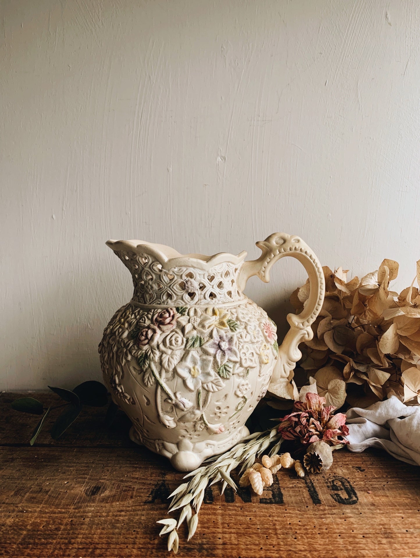 Vintage Floral Relief Vase (jug)