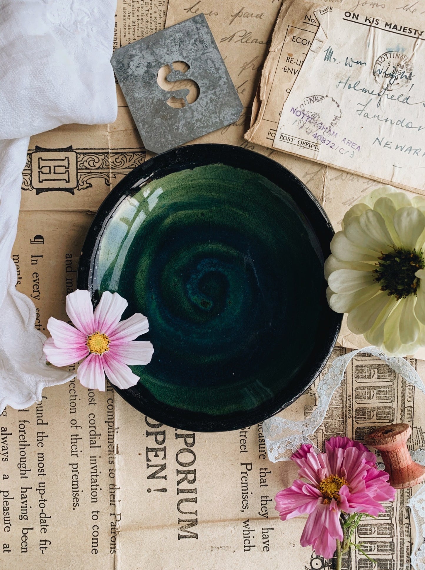 Rustic Hand~thrown Green Plate