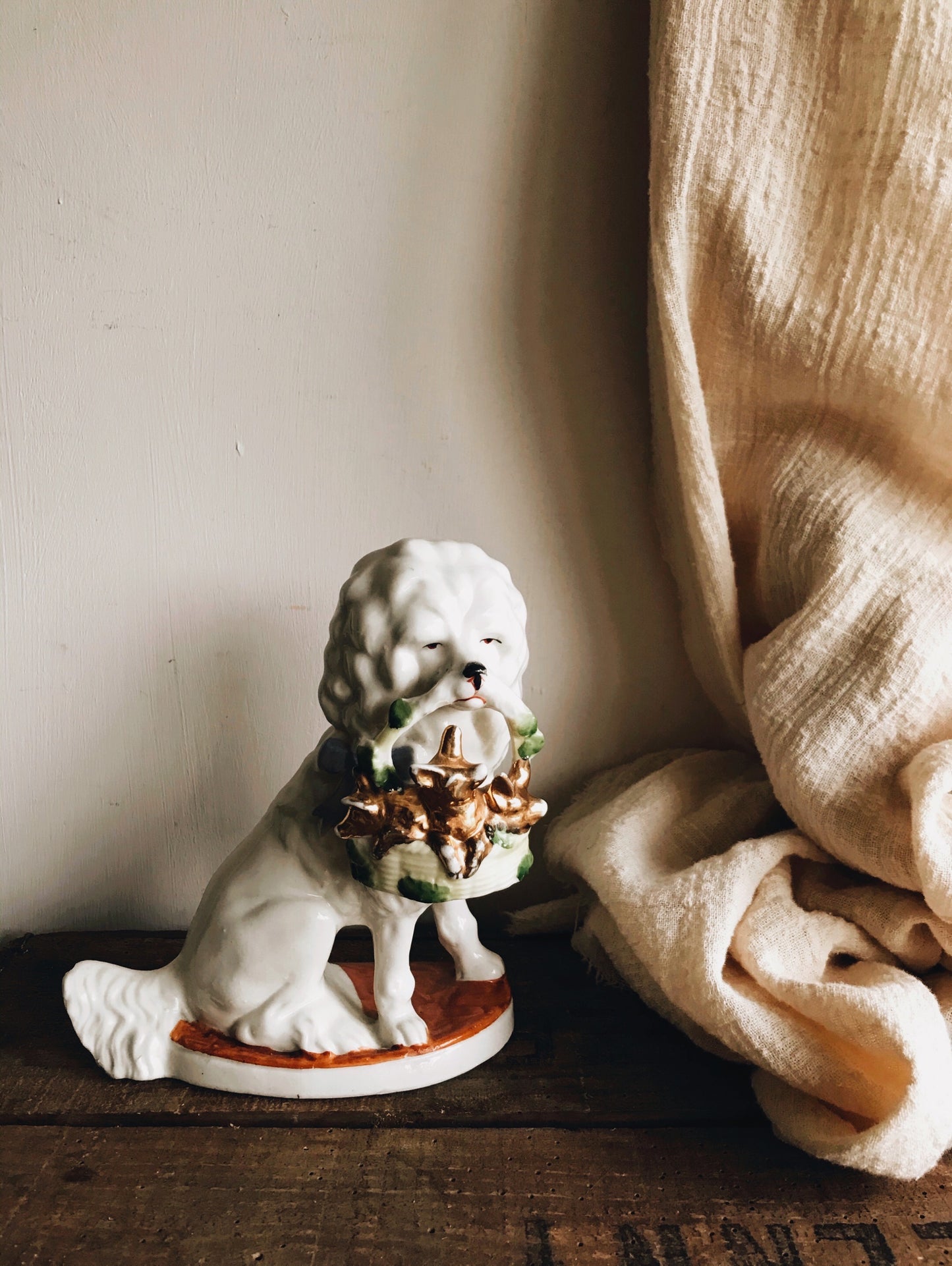 Vintage Set of Dog Ornaments ~ holding baskets & various animals - Stone & Sage 