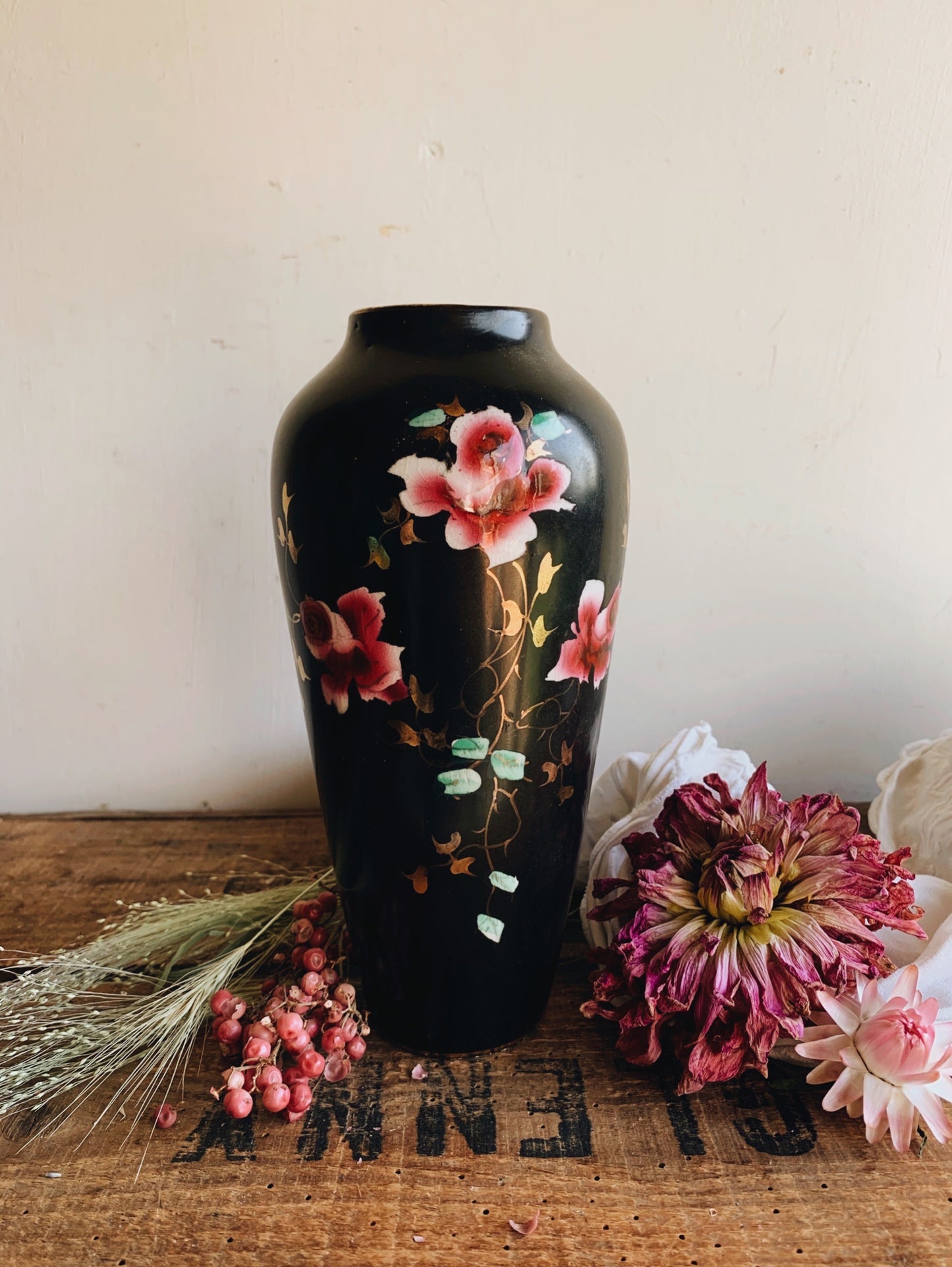 Vintage Black Rose Vase