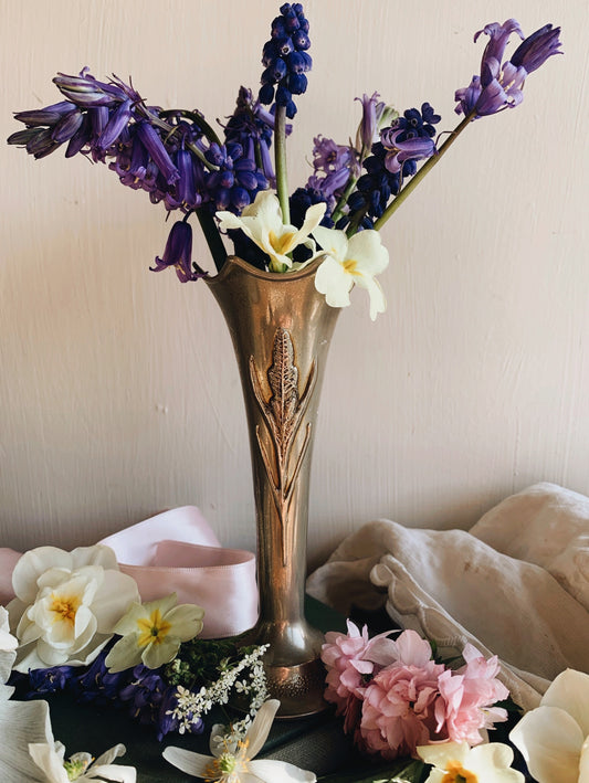 Antique Floral Relief Posy Vase